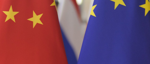 Flags China EU